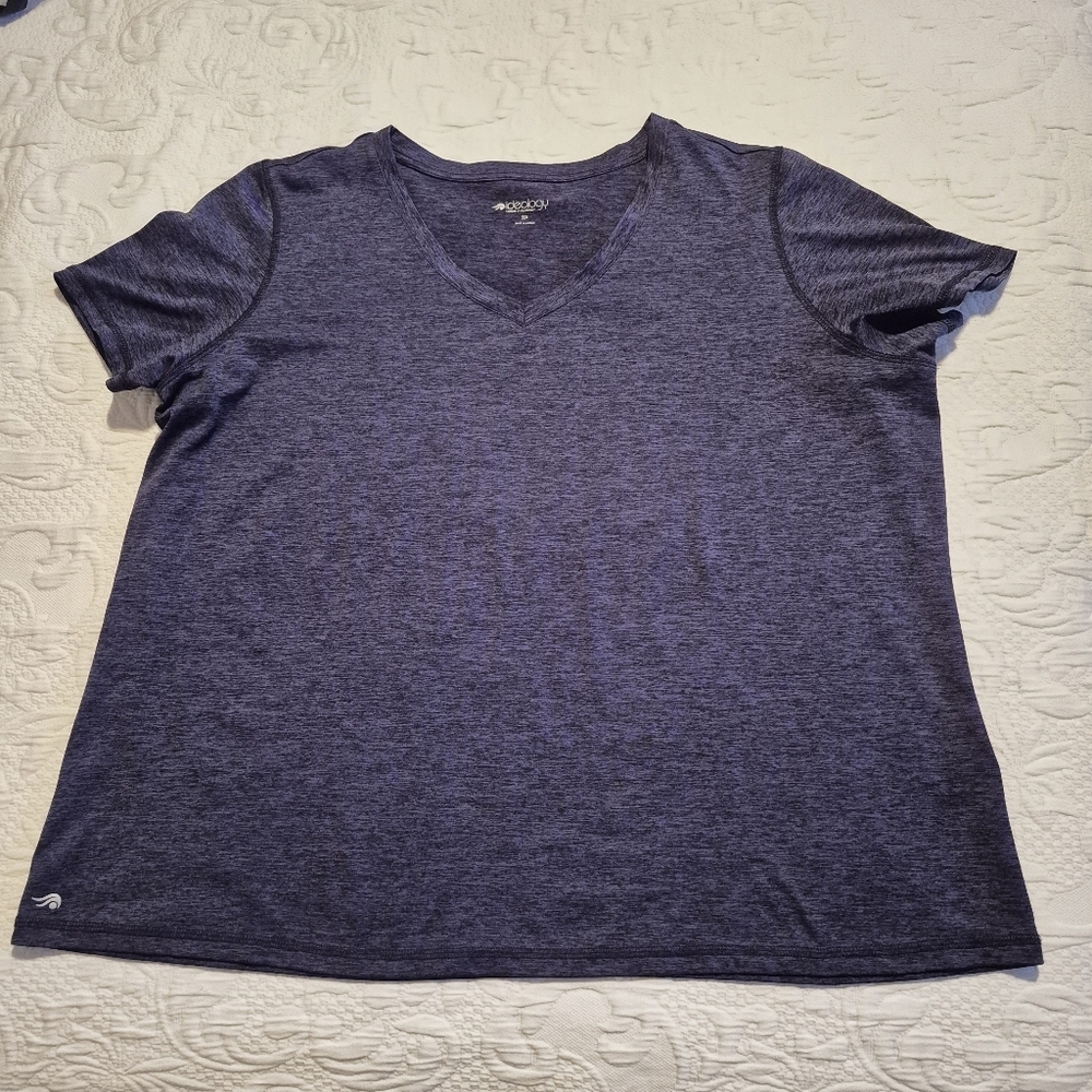 Ideology women's size 3X short sleeve shirt blue/black heather VGUC